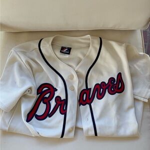 Cream Braves Kids L Jersey (fits women size S-M)